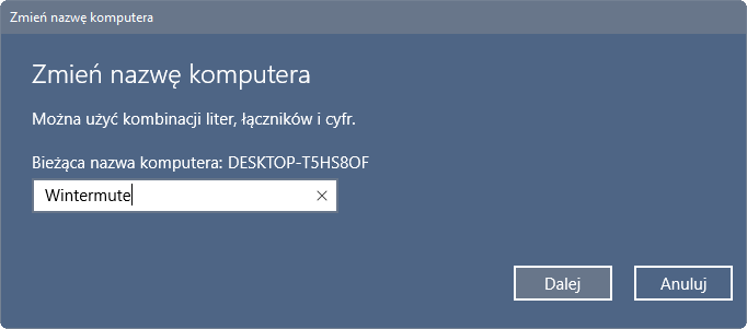 Zmiana nazwy komputera