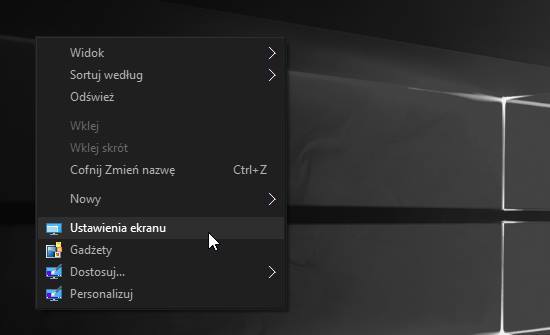 Menu kontekstowe w ciemnym motywie Windows 10