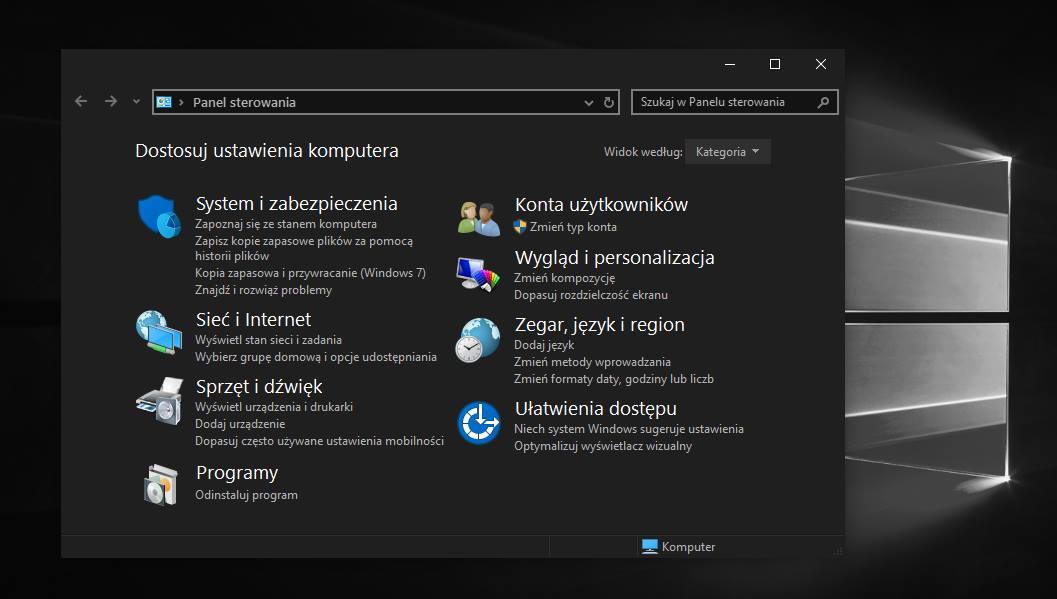 Windows 10 - ustawianie ciemnego motywu