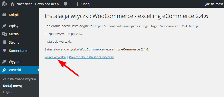 Włączanie wtyczki WooCommerce