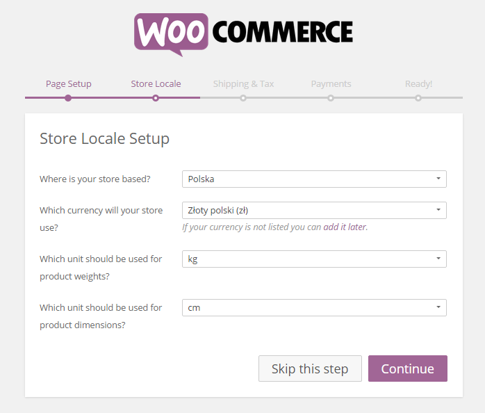 WooCommerce - opcje regionalne