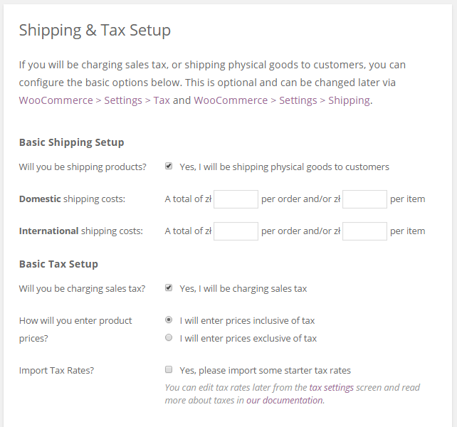 WooCommerce - opcje dostawy i podatku VAT