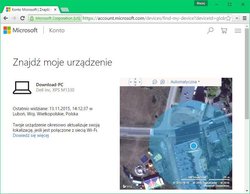 Namierzanie swojego laptopa za pomocą konta Microsoft