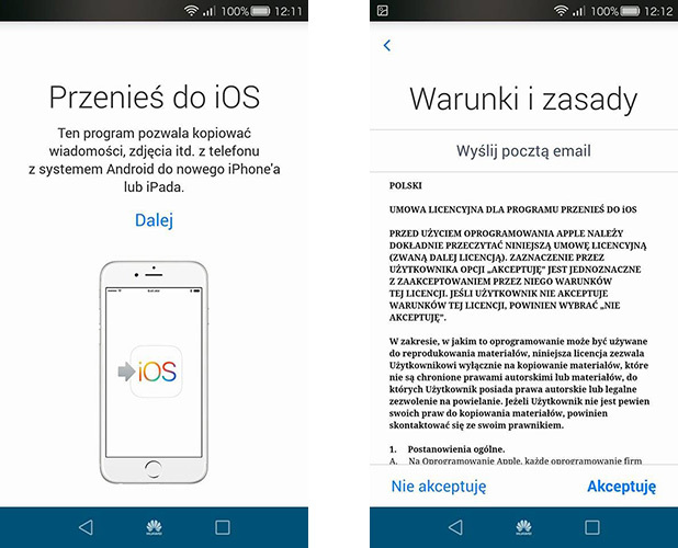 Przenieś do iOS - regulamin