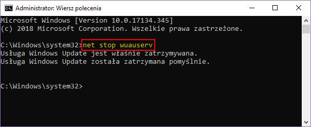 Zatrzymaj usługę Windows Update