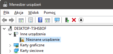 Nieznane urządzenie w Menedżerze urządzeń