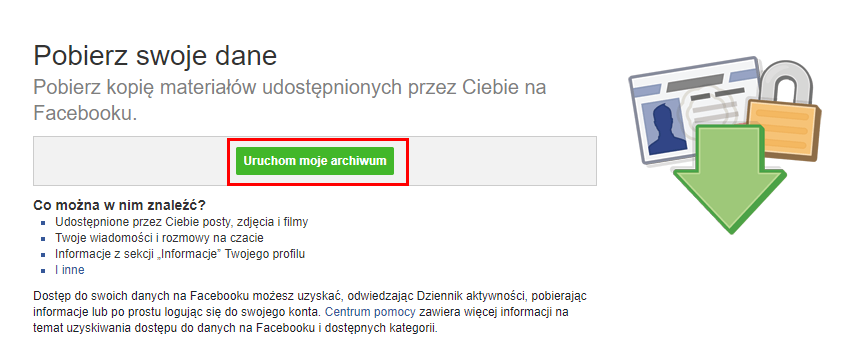 Skorzystaj z opcji tworzenia swojego archiwum danych i poczekaj na e-mail z linkiem do pobrania