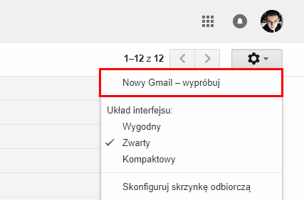 Włącz nowy wygląd Gmail