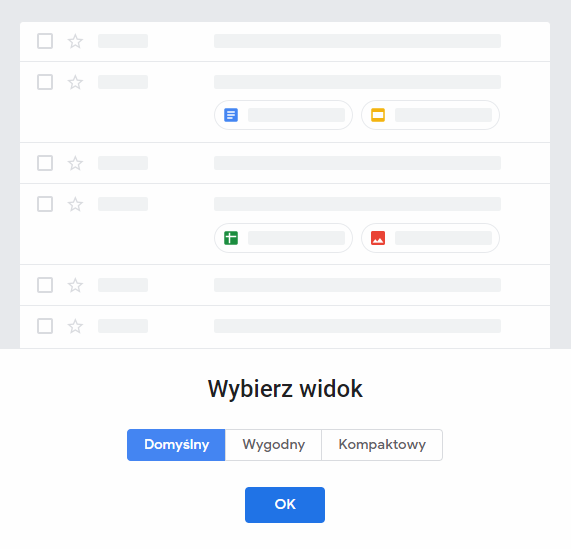 Gmail - wybierz widok