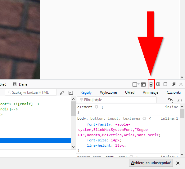 Włącz tryb responsywny strony w Firefox