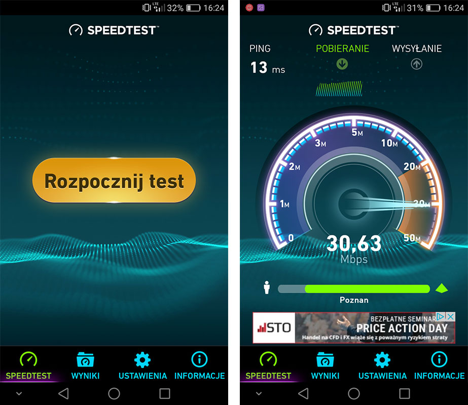 Rozpocznij test w SpeedTest