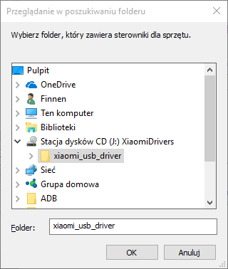 Wskaż folder XiaomiDrivers