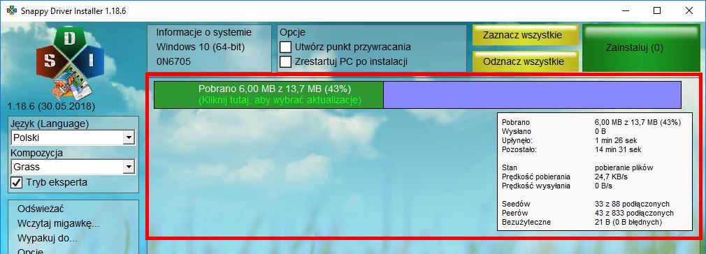 Pobieranie indeksów sterowników w SDI