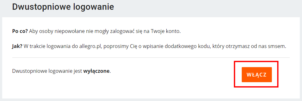 Uaktywnij dwustopniowe logowanie