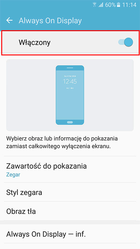 Wyłączanie Always On Display w Galaxy