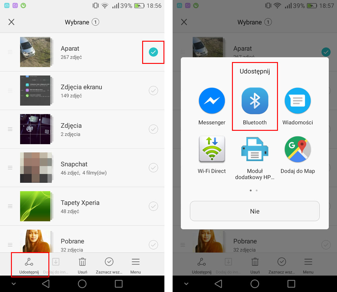 Udostępnij zdjęcia z telefonu do komputera przez Bluetooth