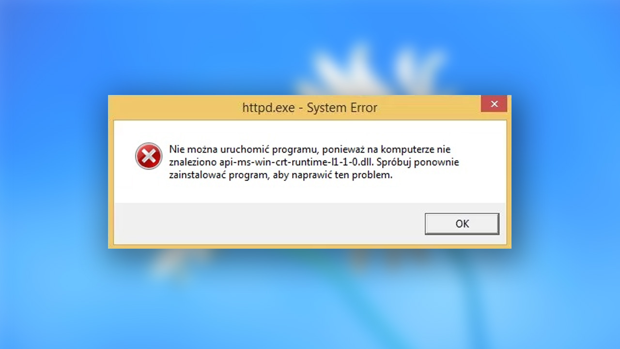Rozwiązywanie błędu o brakującym pliku api-ms-win-crt-runtime-l1-1-0.dll 