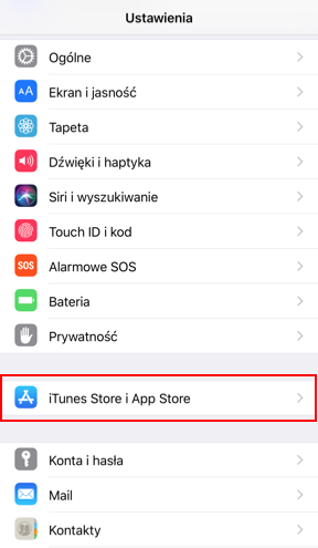 Ustawienia - wejdź do opcji iTunes i AppStore