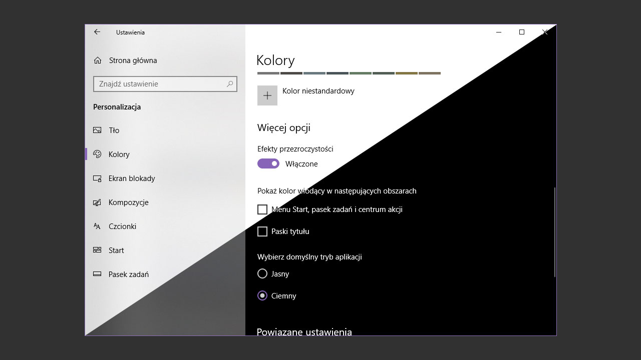 Automatyczne włączanie trybu ciemnego w Windows 10