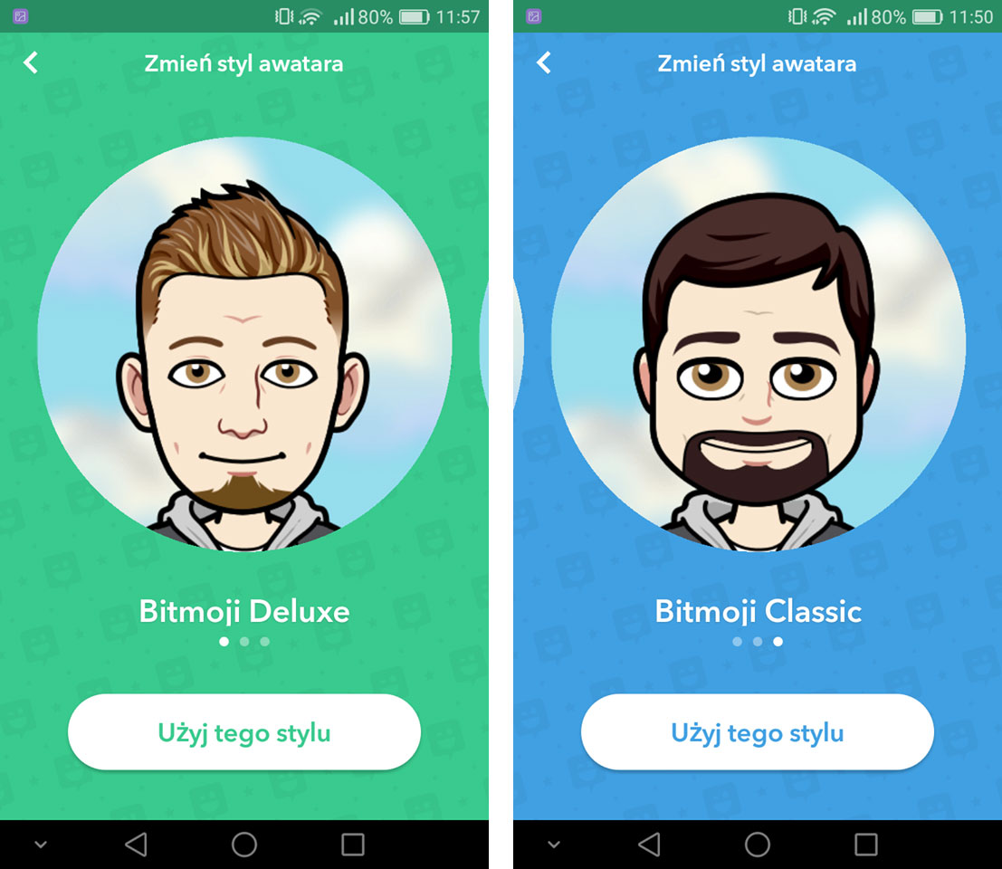 Zmiana stylu Bitmoji
