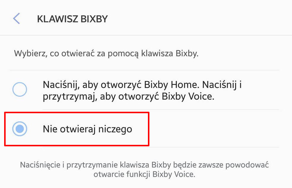 Dezaktywacja przycisku Bixby Home