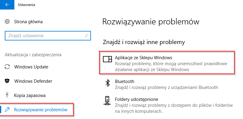 Skorzystaj z opcji rozwiązywania problemów