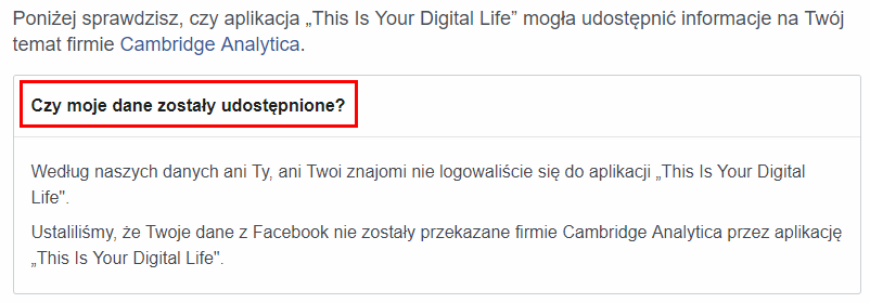Sprawdź, czy twoje dane zostały udostępnione do Cambridge Analytica