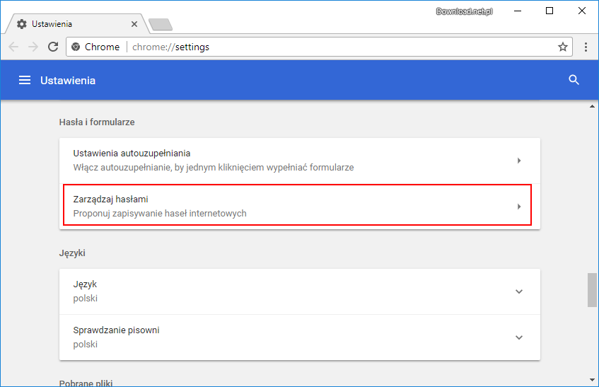 Wejdź do opcji zarządzania hasłami w Chrome