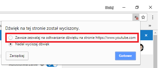 Włącz dźwięki na wybranej stronie