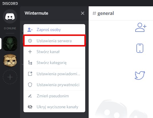 Wejdź do ustawień serwera Discord