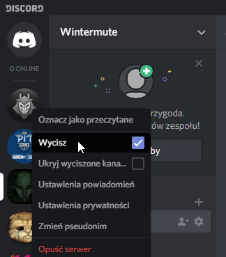 Wyciszanie serwera na Discordzie