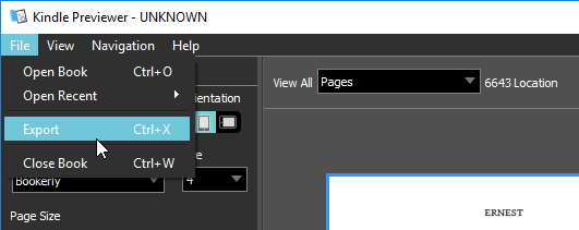 Zapisz książkę do MOBI w Kindle Previewer