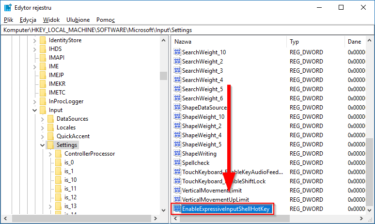 Nadaj wpisowi nazwę EnableExpressiveInputShellHotkey