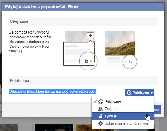 Ukryj widoczność wybranej sekcji na Facebooku