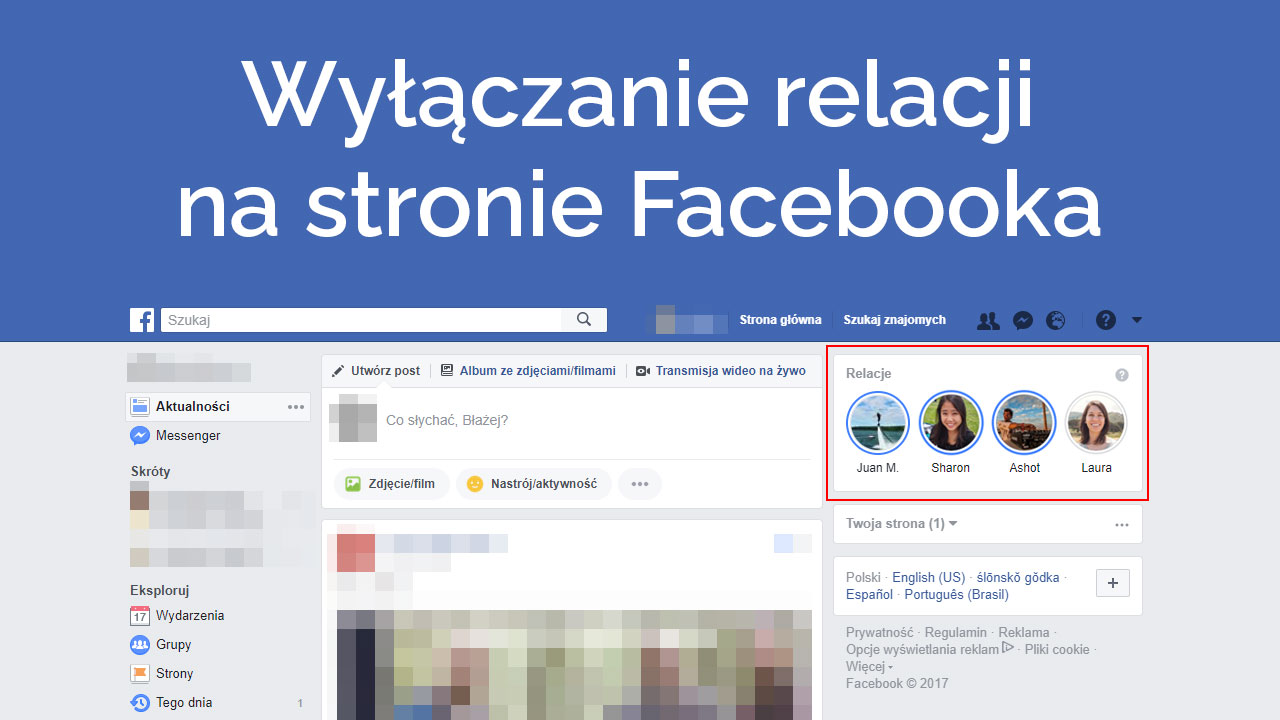 Facebook - jak wyłączyć relacje w wersji przeglądarkowej
