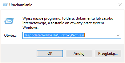 Otwórz folder z profilem Firefoksa