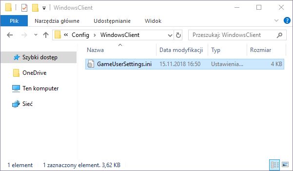 Otwórz plik GameUserSettings.ini