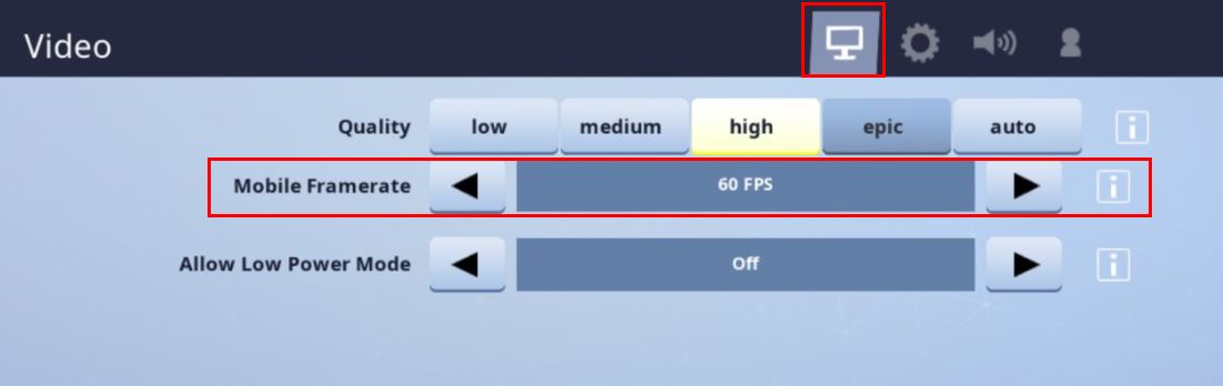 Ustaw wartość 60 FPS w Fortnite w iPhone