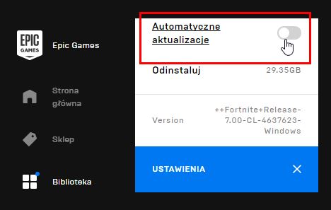 Wyłącz automatyczne aktualizacje z poziomu biblioteki gry