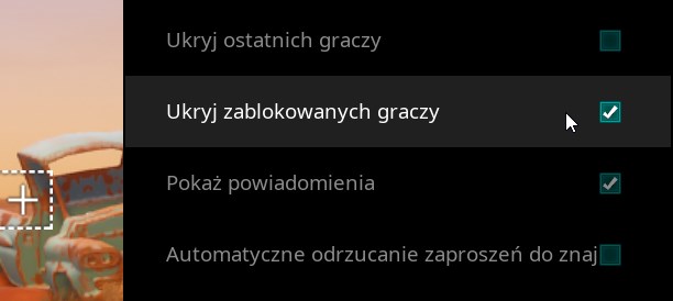 Odznacz pole ukrywania znajomych