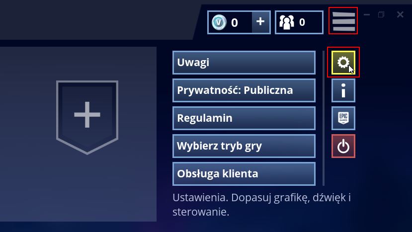 Wejdź do ustawień Fortnite