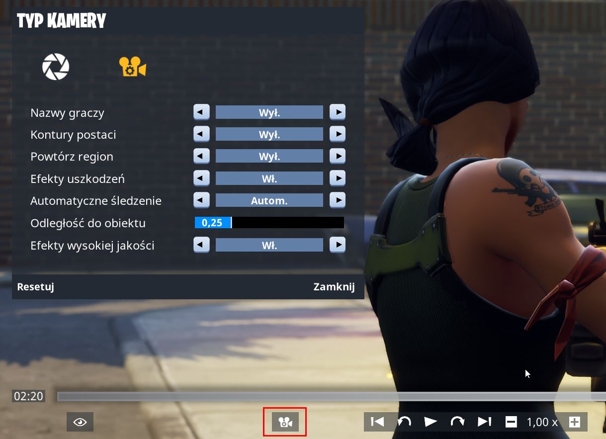 Dodatkowe opcje kamery w powtórkach Fortnite