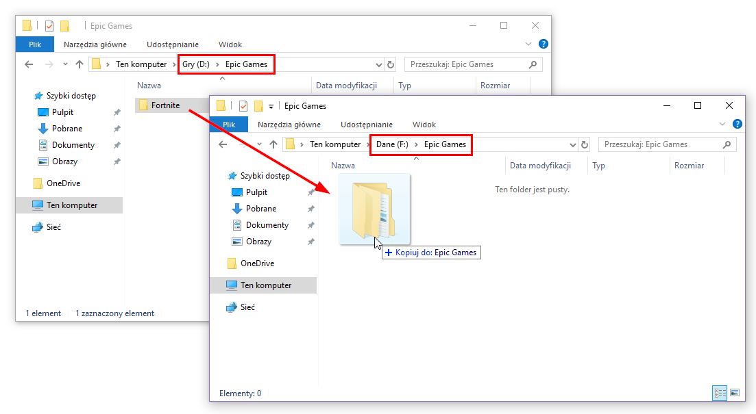 Skopiuj Fortnite do nowej lokalizacji