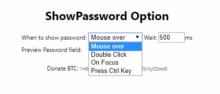 ShowPassword - ustawienia w Chrome