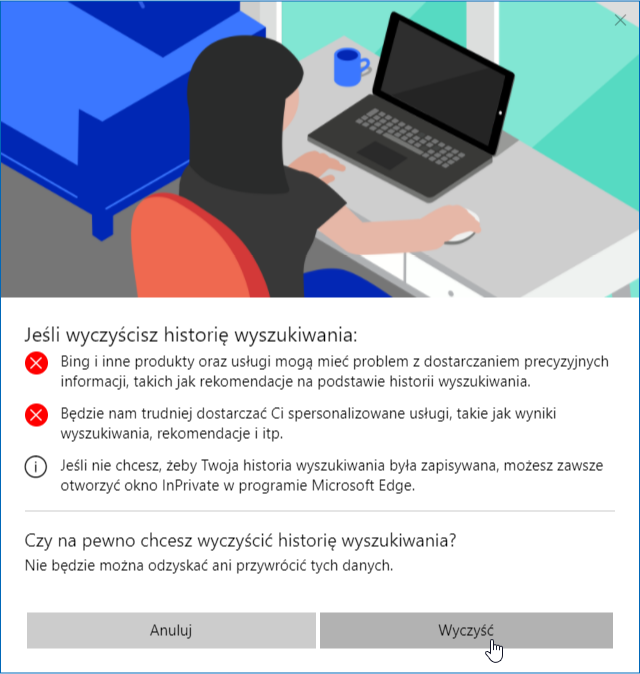 Potwierdź usunięcie aktywności z konta Microsoft