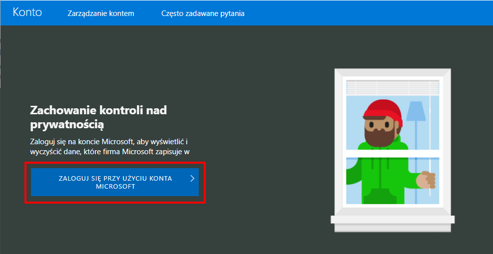 Zaloguj się na stronę Microsoftu