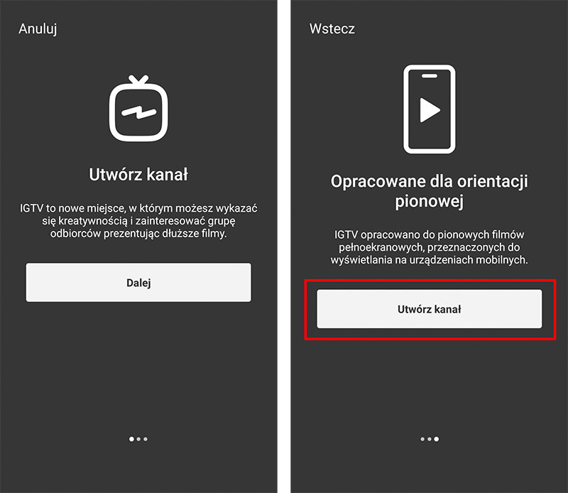 Tworzenie kanału na IGTV