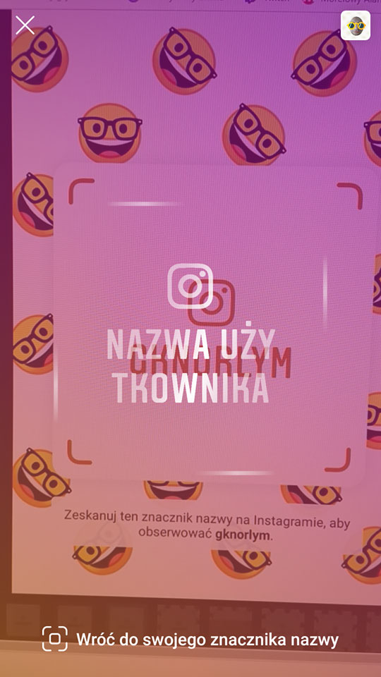 Skanowanie znacznika na Instagramie