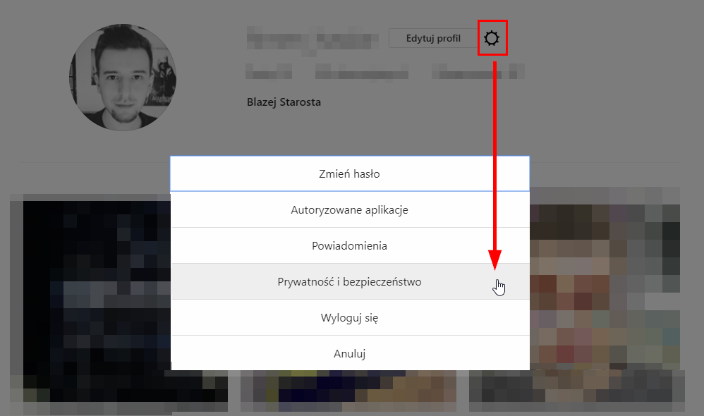 Wejdź do opcji prywatności i bezpieczeństwa na Instagramie