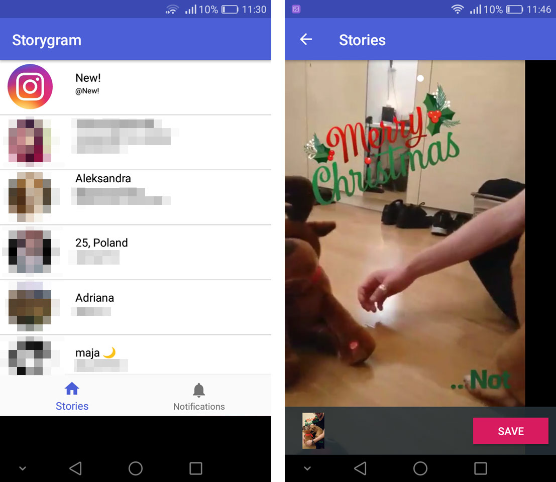 Zapisywanie relacji w Storygram - Android